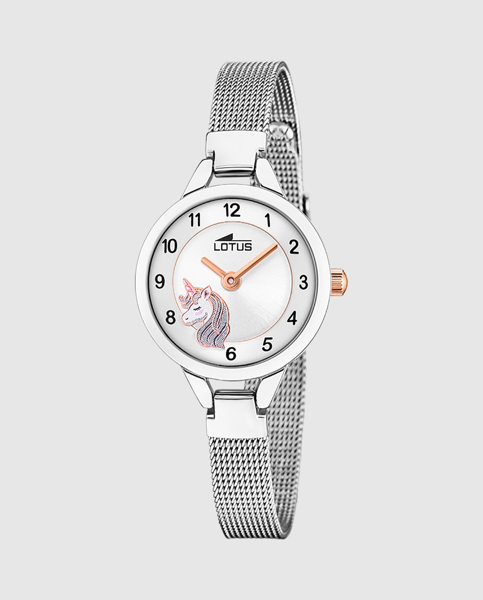 Relógio Infantil 18862/2 Junior Collection de Aço Prateado com Pulseira Multicolor de Oferta Prata / Rosa-2