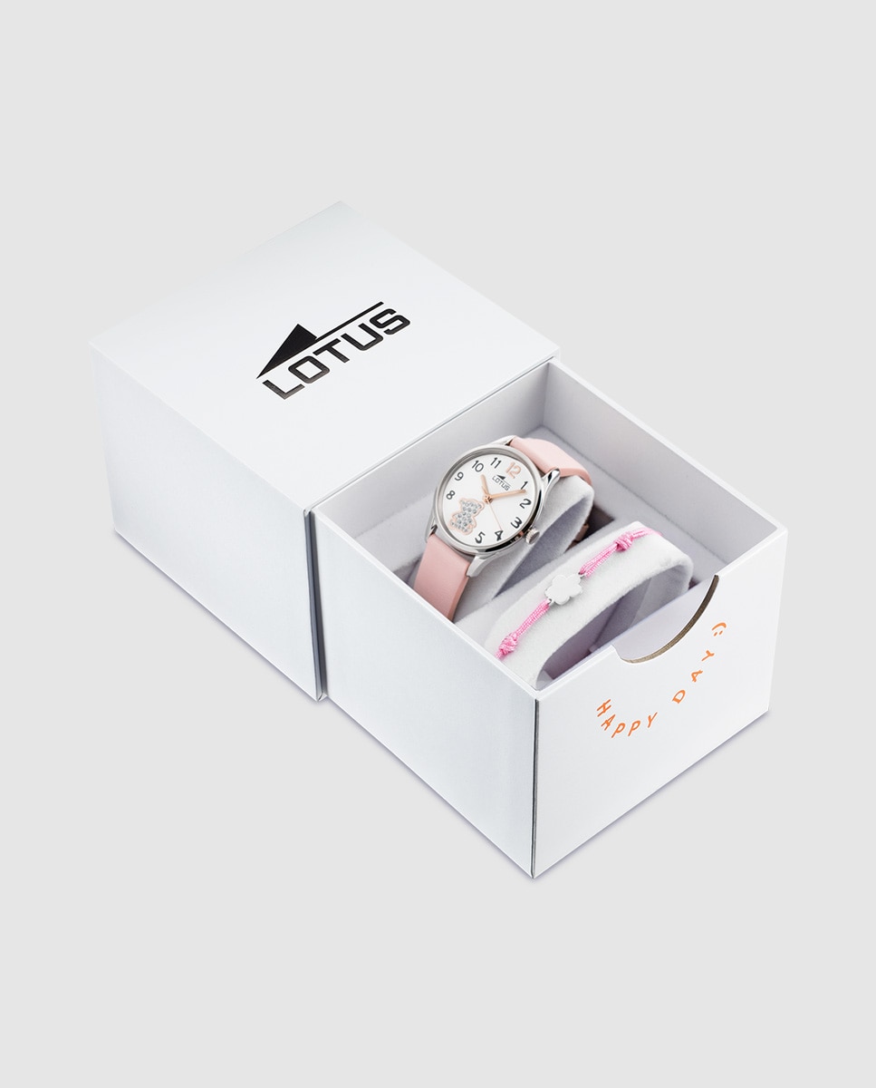 Relógio Infantil 18406/f Junior Collection de Pele Rosa com Pulseira de Oferta Rosa-1