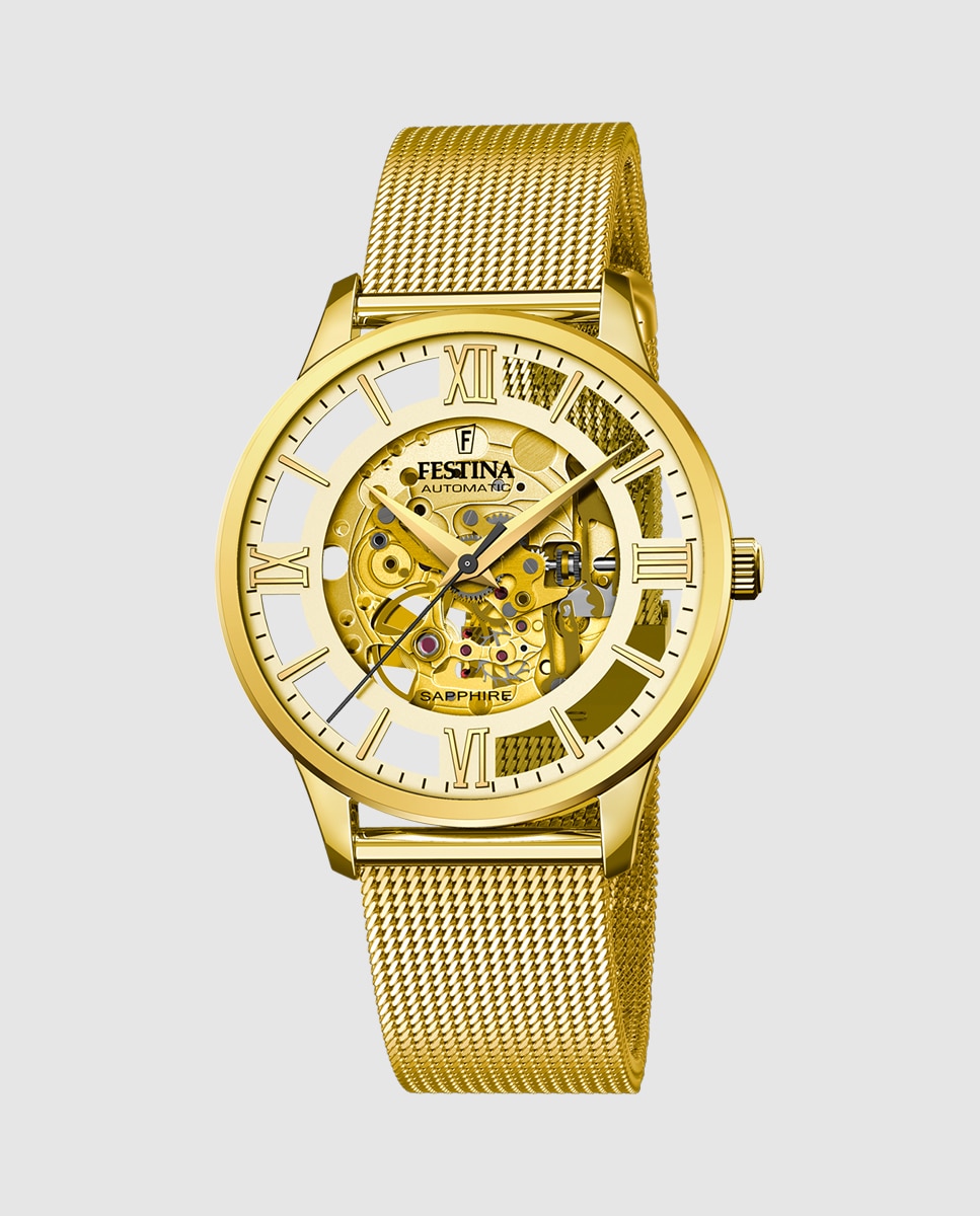Relógio F20667/1 Automatic Skeleton de Aço em Dourado Ouro-1