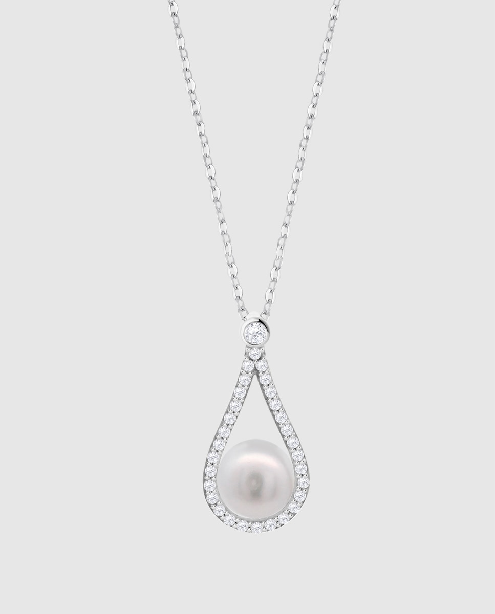 Colar Lotus Silver Lp3481-1/1 Pearls de Prata com Acabamento Brilhante e Zirconita Branco-1