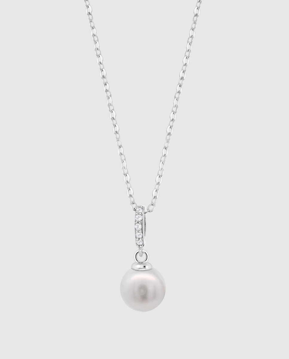 Colar Lotus Silver Lp3478-1/1 Pearls de Prata com Acabamento Brilhante e Zirconita Branco-1