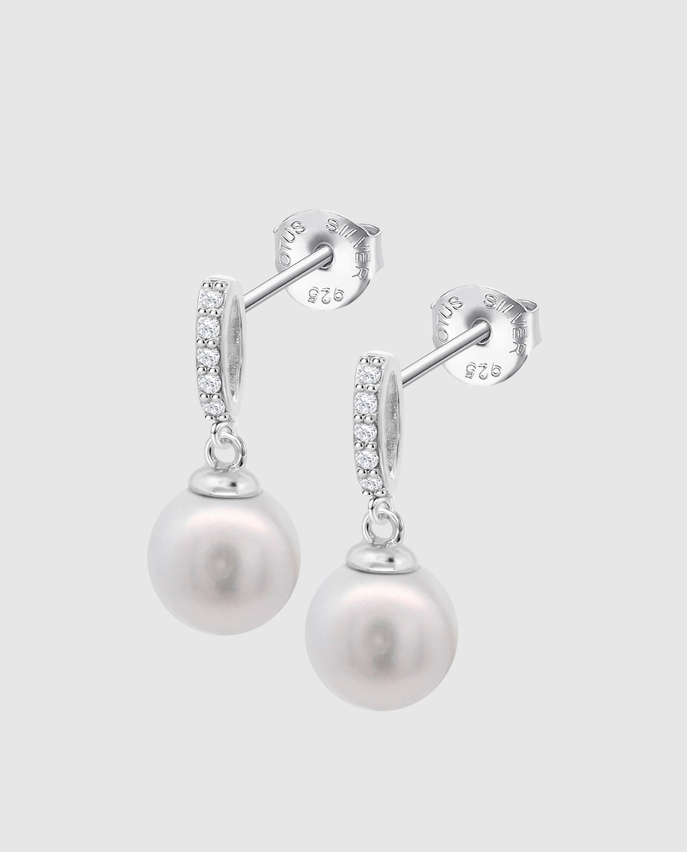 Brincos Lotus Silver Lp3478-4/1 Pearls de Prata com Acabamento Brilhante e Zircónias Branco-1
