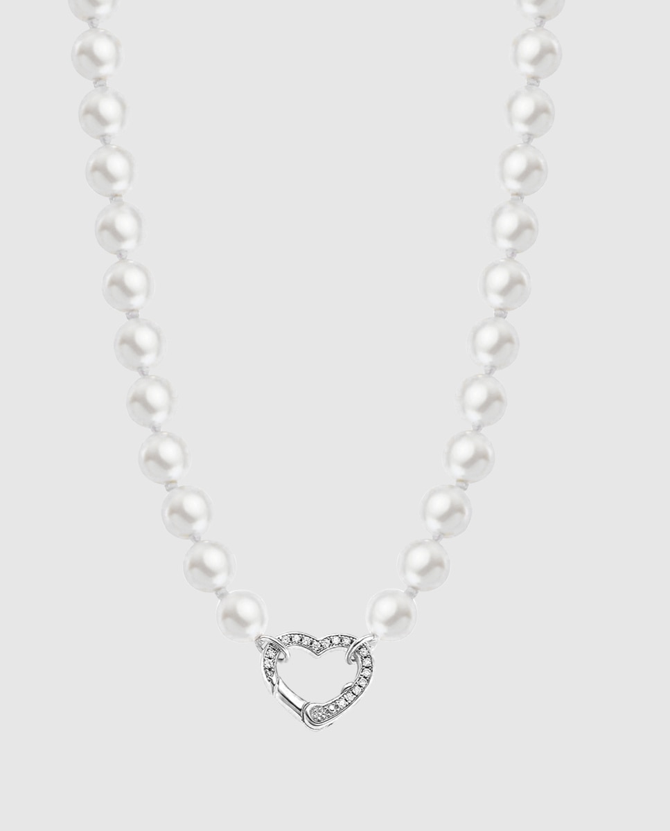 Colar Lotus Silver Lp3535-1/1 Pearls de Prata com Acabamento Brilhante e Synthetic Pearl Branco-1