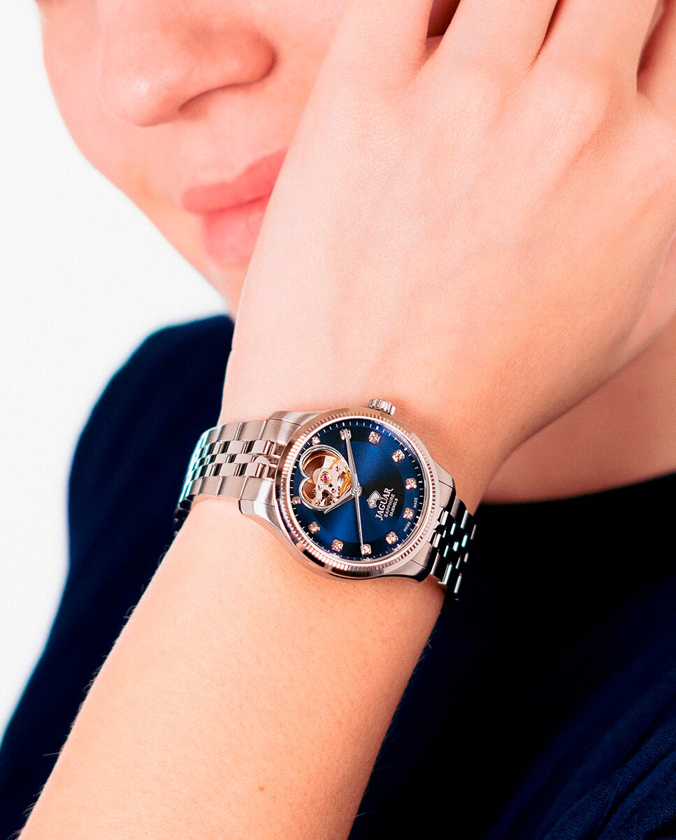 Relógio de Mulher J994/2 Swiss Made Automático de Aço Prateado com Bracelete Adicional de Oferta Prata-8