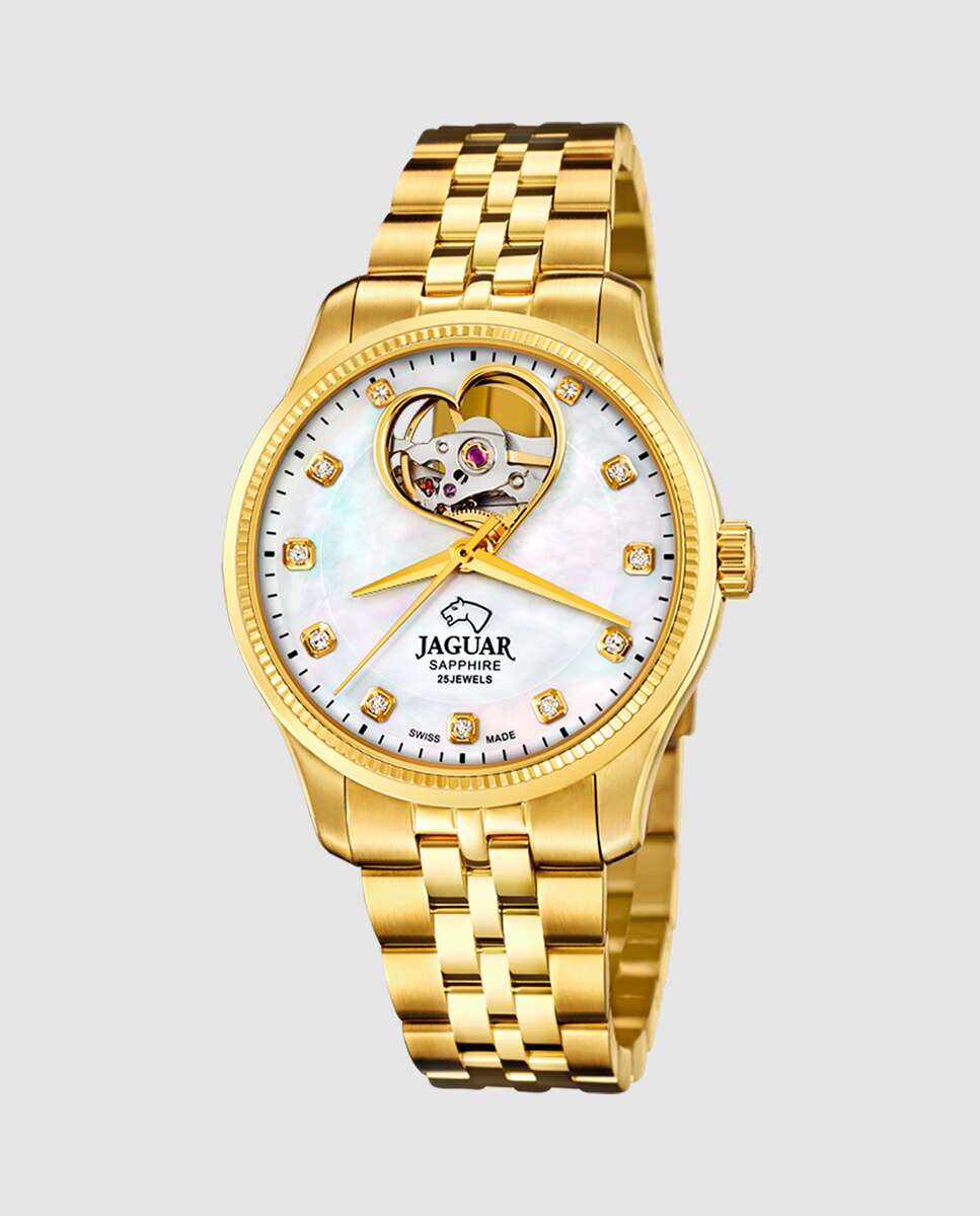Relógio de Mulher J996/1 Swiss Made Automático de Aço Ouro com Bracelete Adicional de Oferta Ouro-1