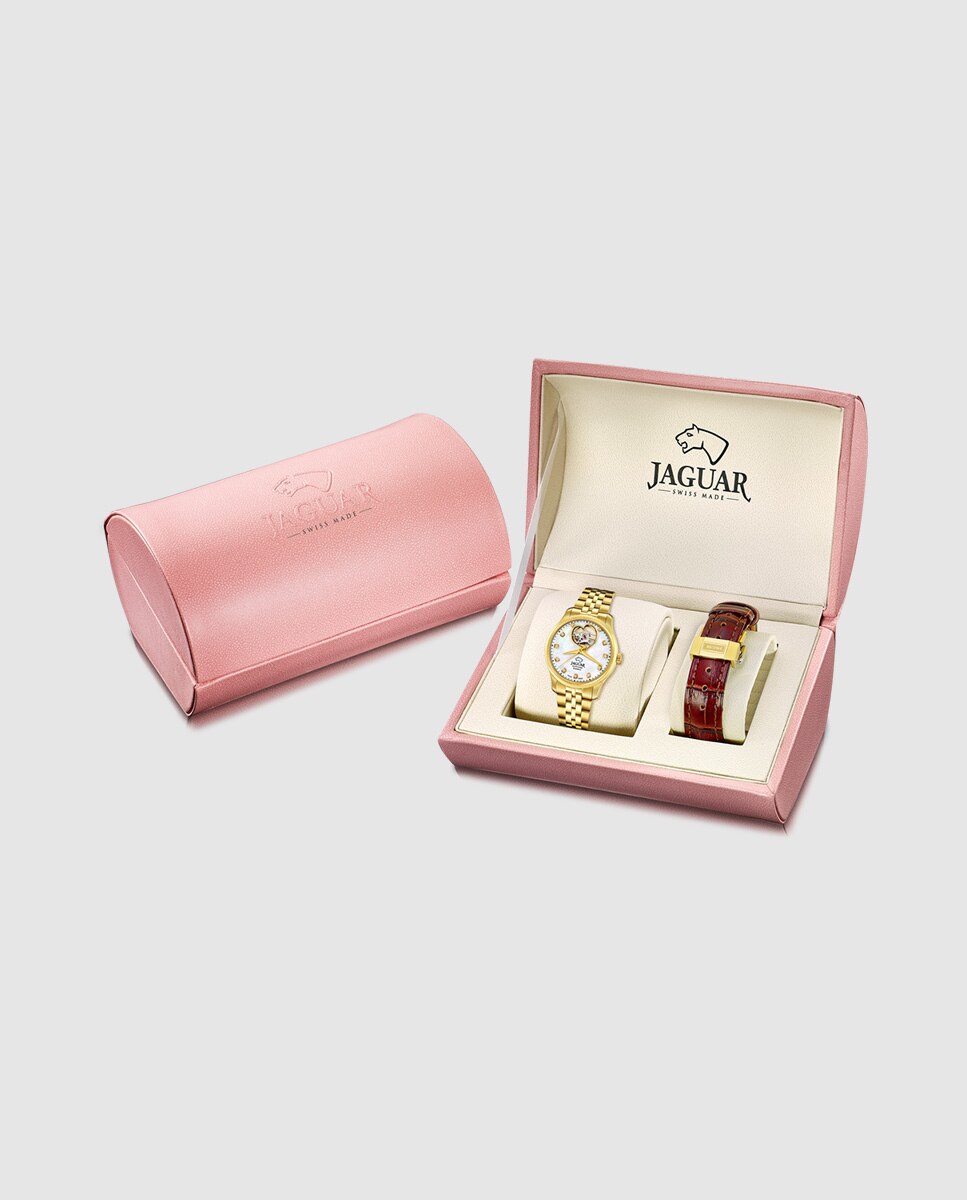 Relógio de Mulher J996/1 Swiss Made Automático de Aço Ouro com Bracelete Adicional de Oferta Ouro-2