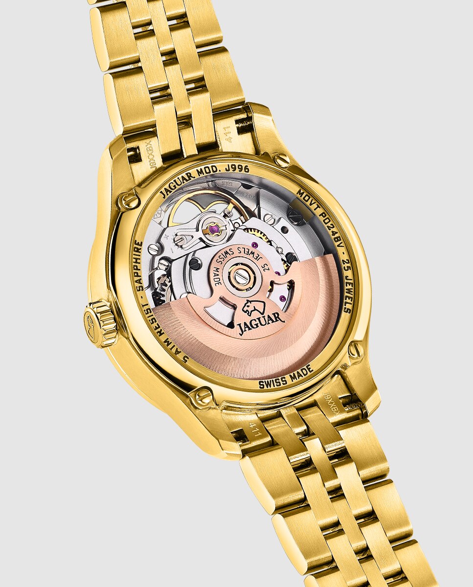 Relógio de Mulher J996/1 Swiss Made Automático de Aço Ouro com Bracelete Adicional de Oferta Ouro-5