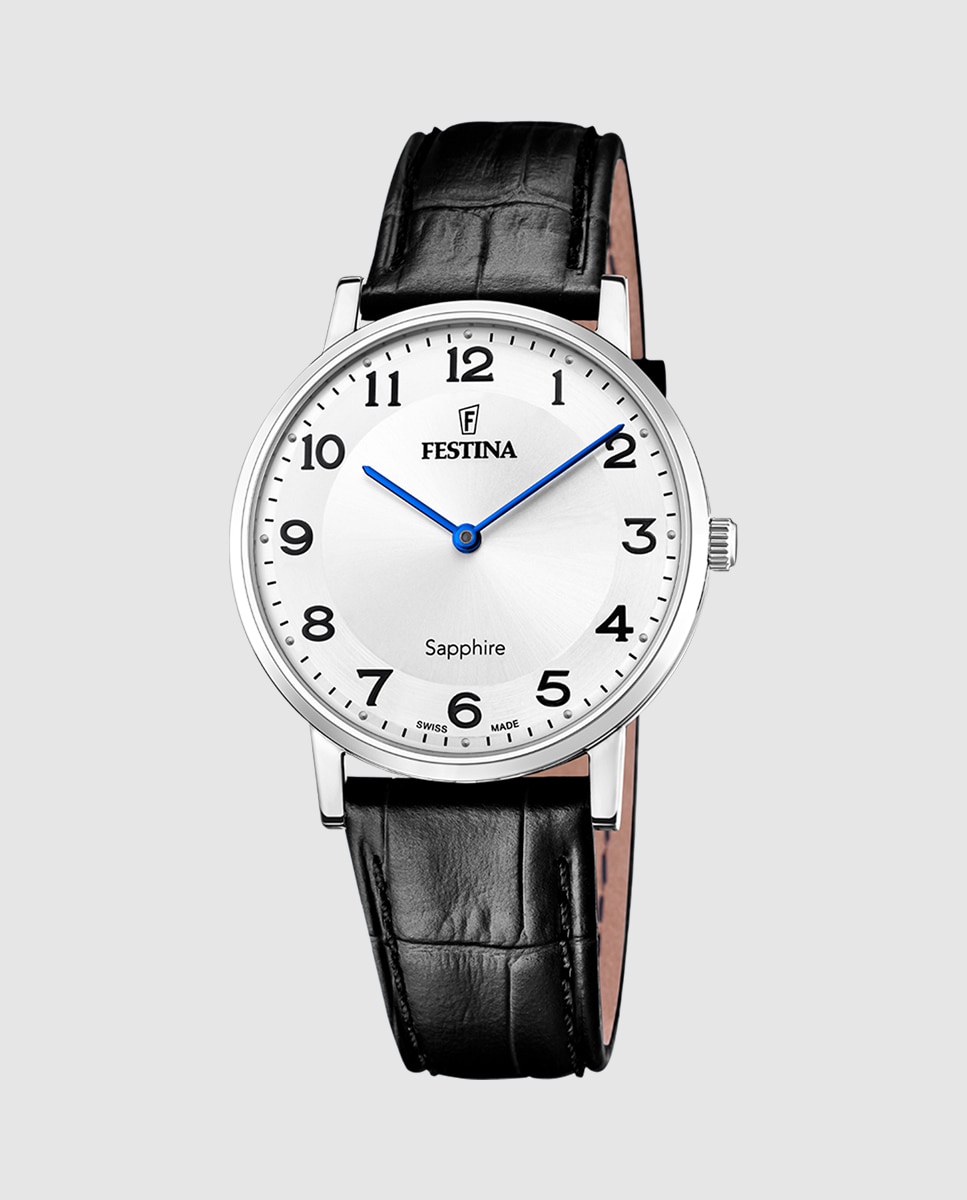 Relógio F20012/5 Swiss Made de Pele em Preto Preto-1