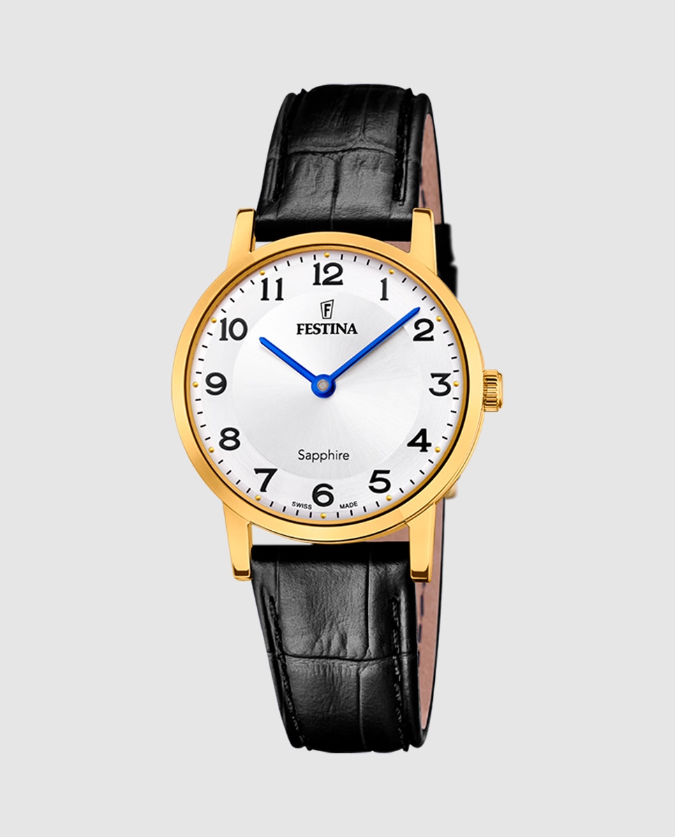Relógio F20017/5 Swiss Made de Pele em Preto Preto-1