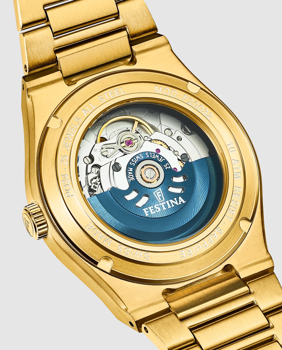 Relógio F20032/2 Swiss Made de Aço em Dourado Ouro-4