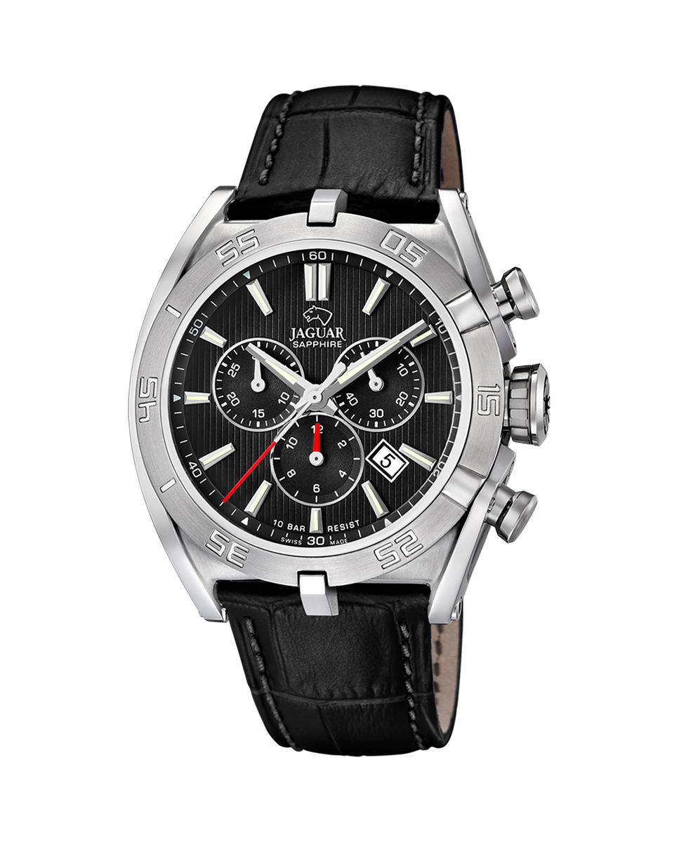 Relógio J857/d Swiss Made de Pele em Preto Preto-1