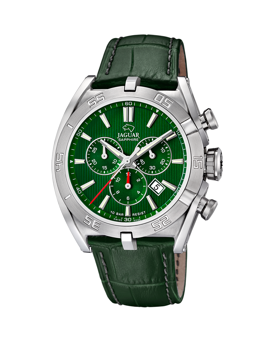 Relógio J857/c Swiss Made de Pele em Verde Verde-1