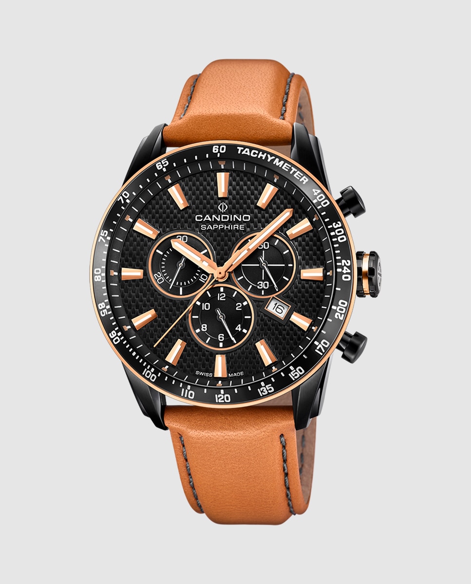 Relógio C4759/1 Gents Sport de Pele em Castanho Castanho-1