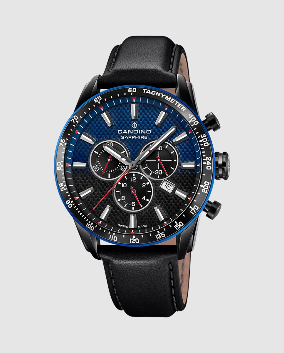 Relógio C4759/2 Gents Sport de Pele em Preto Preto-1