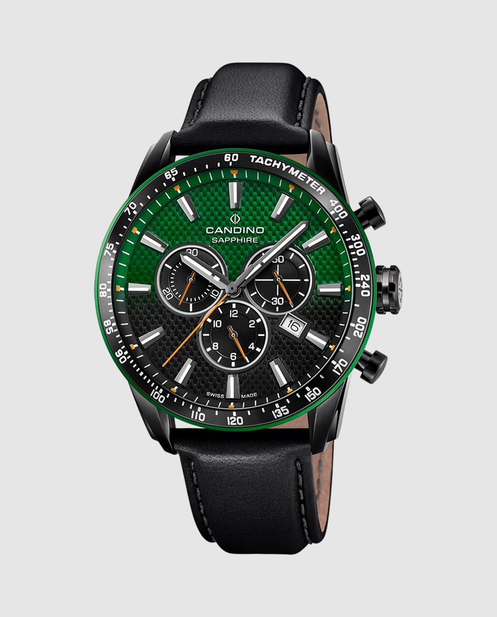 Relógio C4759/3 Gents Sport de Pele em Preto Preto-1