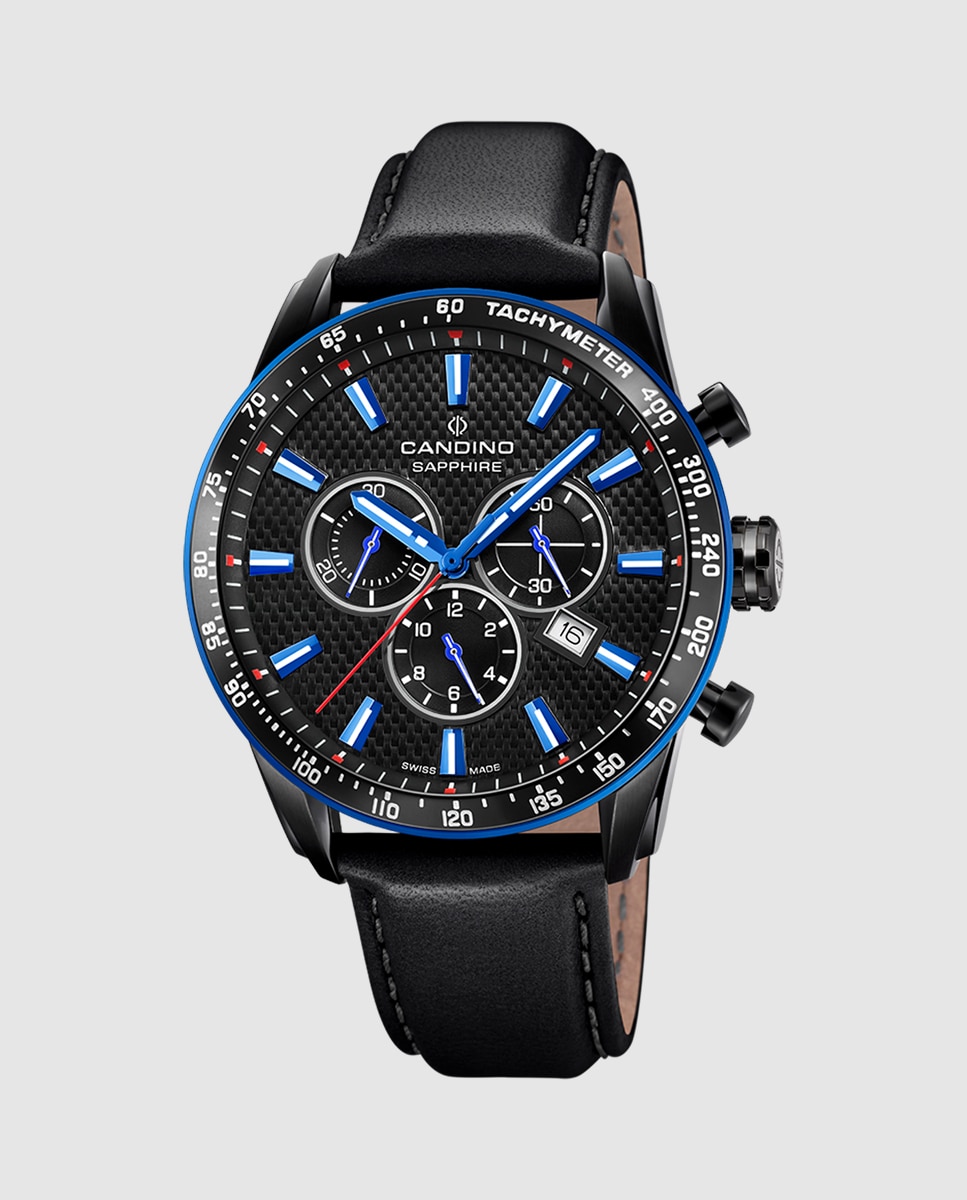 Relógio C4759/4 Gents Sport de Pele em Preto Preto-1