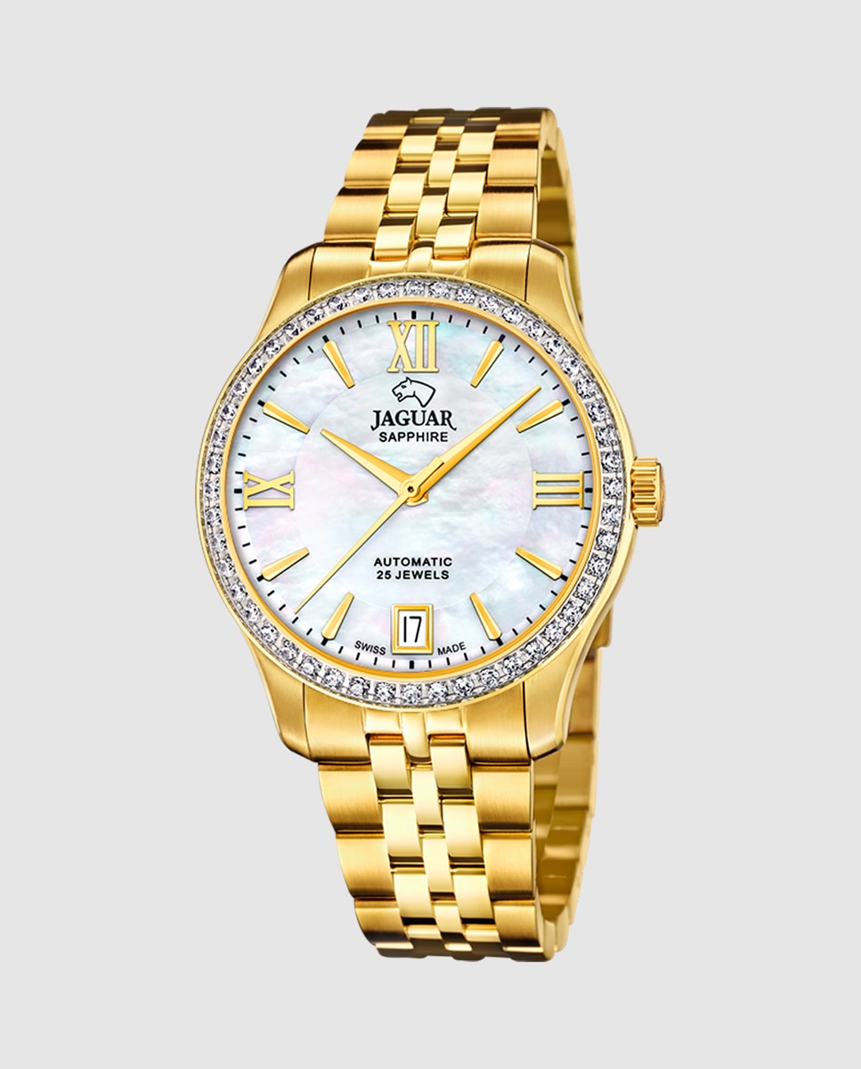 Relógio de Mulher J999/1 Swiss Made Automático de Aço Ouro com Bracelete Adicional de Oferta Ouro-1