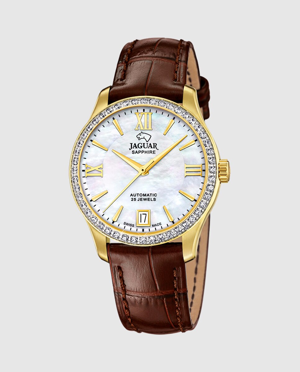 Relógio de Mulher J999/1 Swiss Made Automático de Aço Ouro com Bracelete Adicional de Oferta Ouro-4