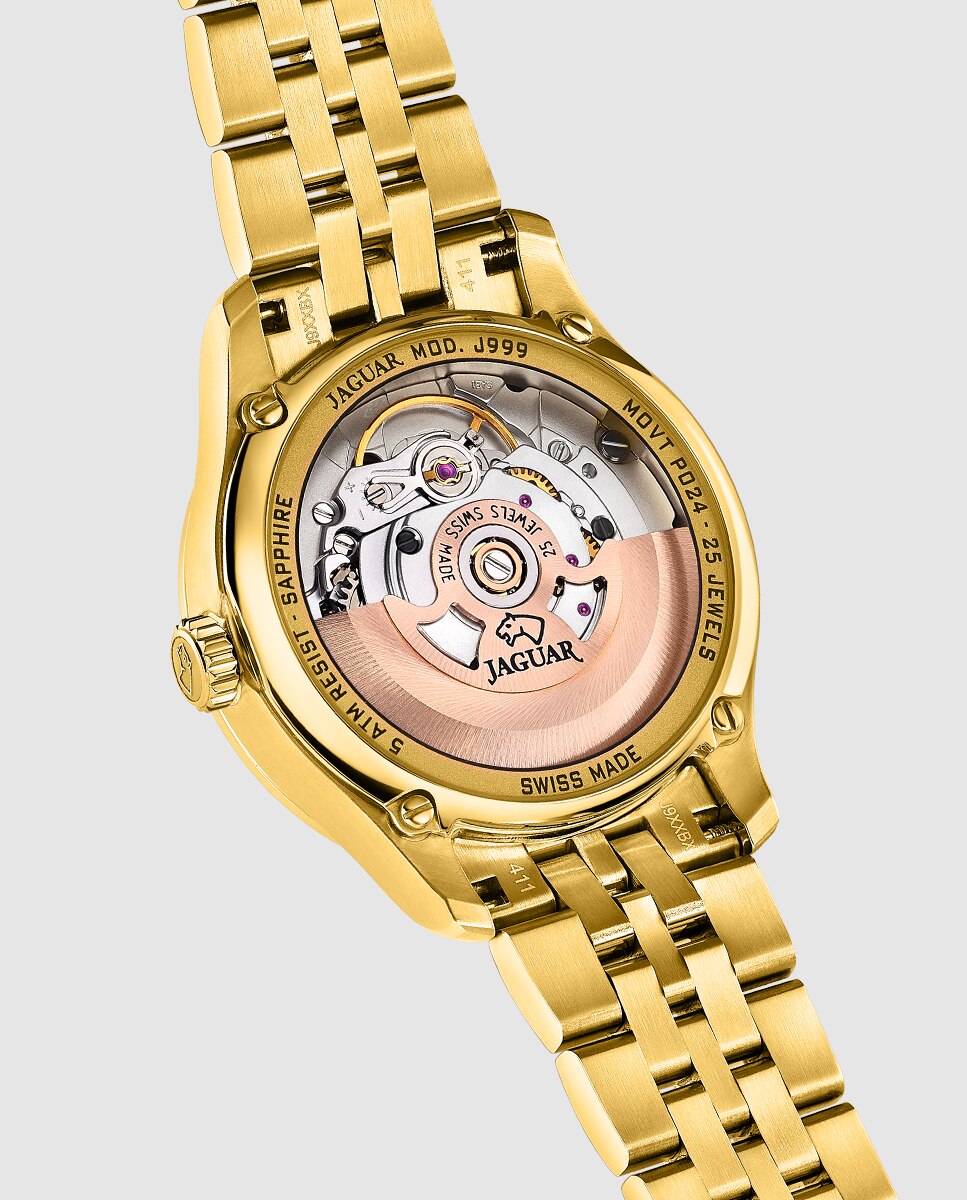 Relógio de Mulher J999/2 Swiss Made Automático de Aço Ouro com Bracelete Adicional de Oferta Ouro-5