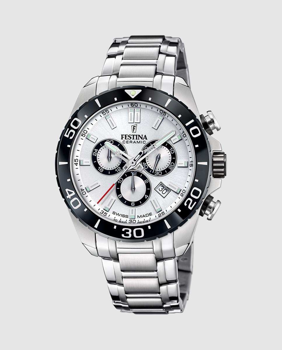 Relógio F20042/1 Chrono Swiss Made de Aço Prateado Prata-1