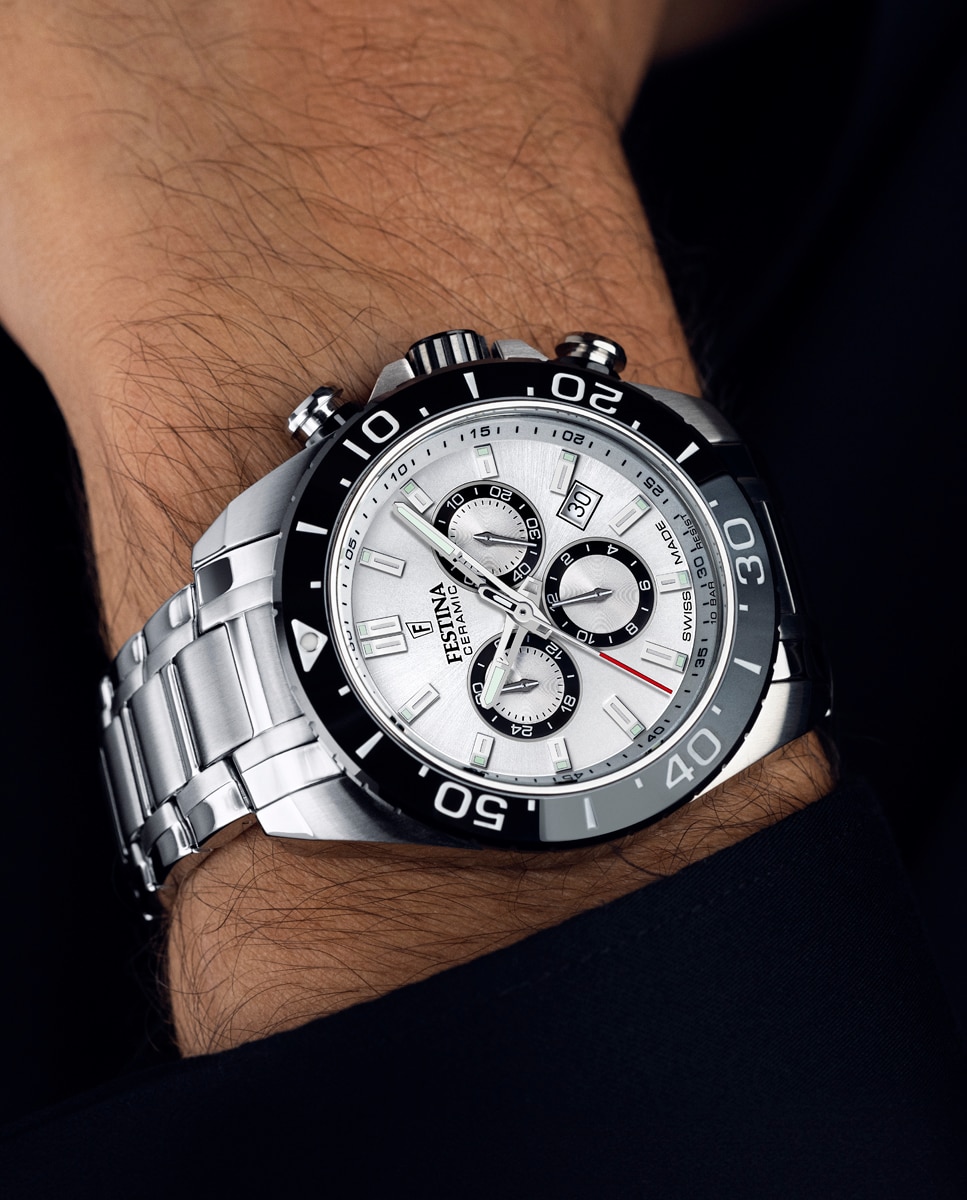 Relógio F20042/1 Chrono Swiss Made de Aço Prateado Prata-3