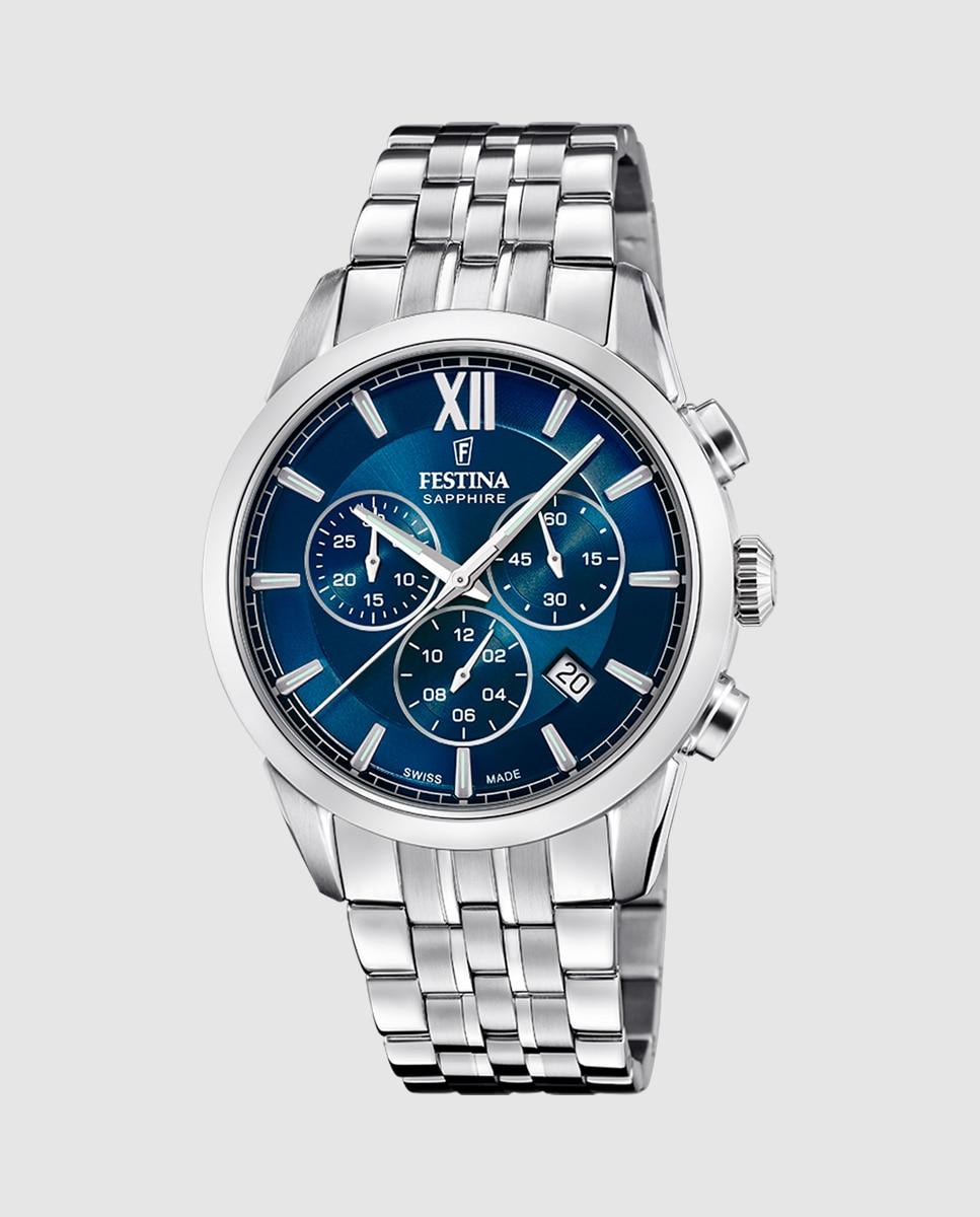 Relógio F20040/2 Chrono Swiss Made de Aço Prateado Prata-1