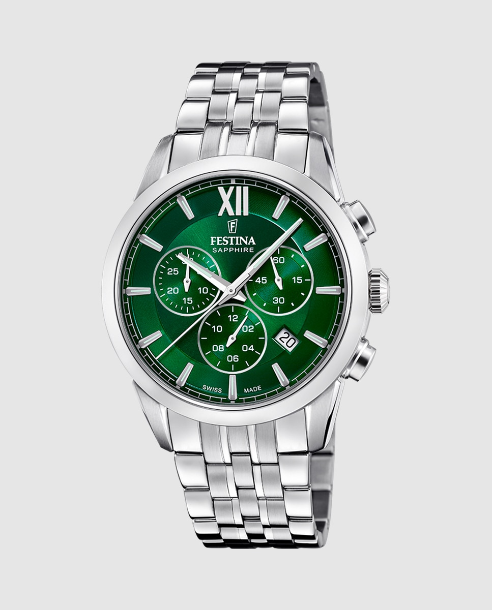 Relógio F20040/3 Chrono Swiss Made de Aço Prateado Prata-1