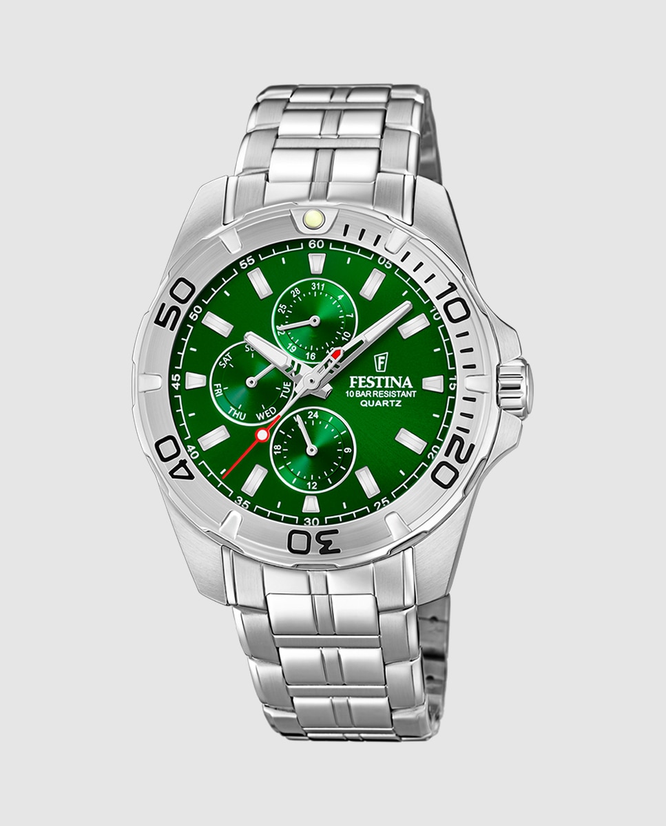 Relógio F20445/7 Multifunções de Aço Prateado Prata-1