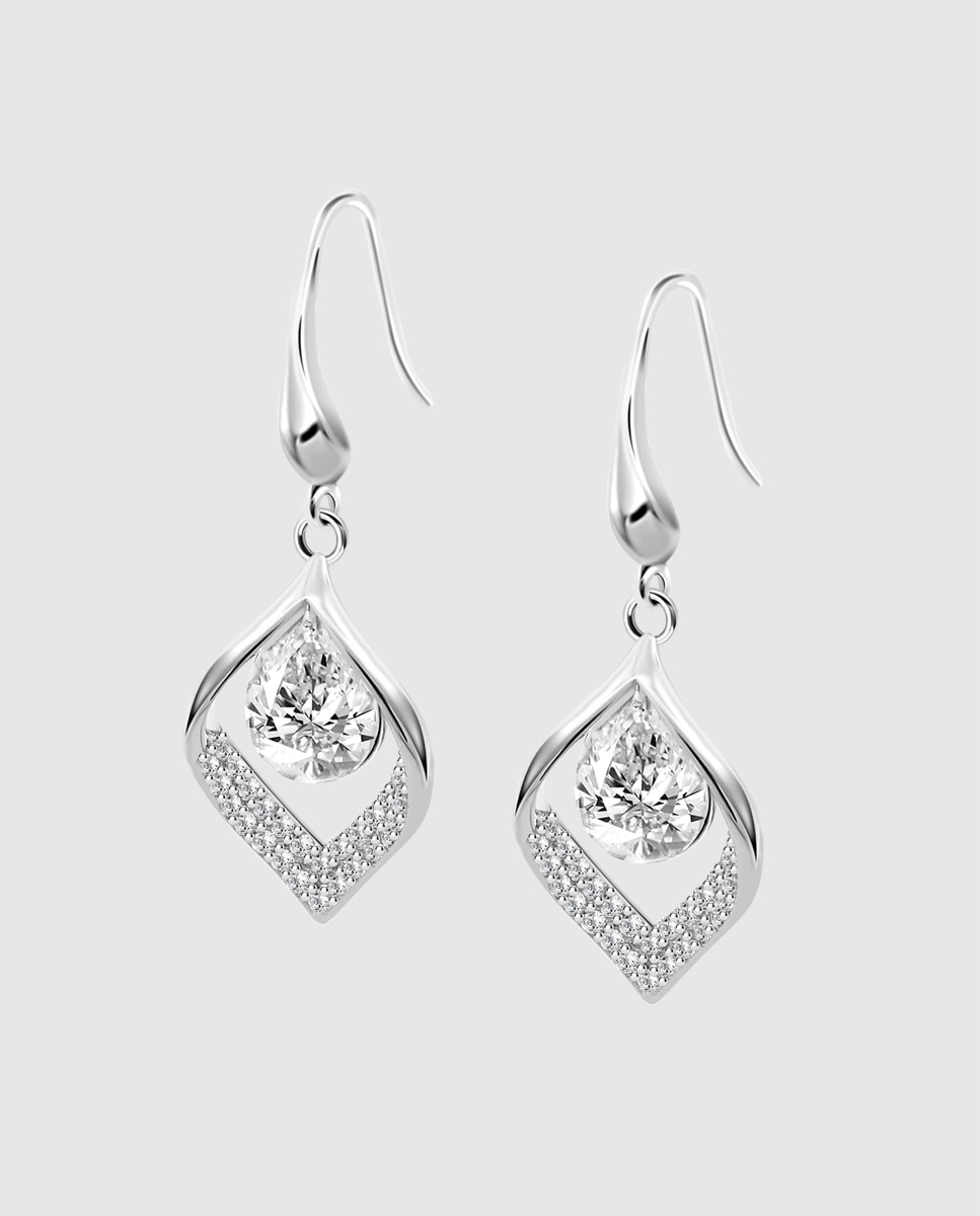 Brincos Lotus Silver Lp3711-4/1 Pure Essential de Prata com Acabamento Brilhante e Zircônias Prata brilhante / Transparente-1