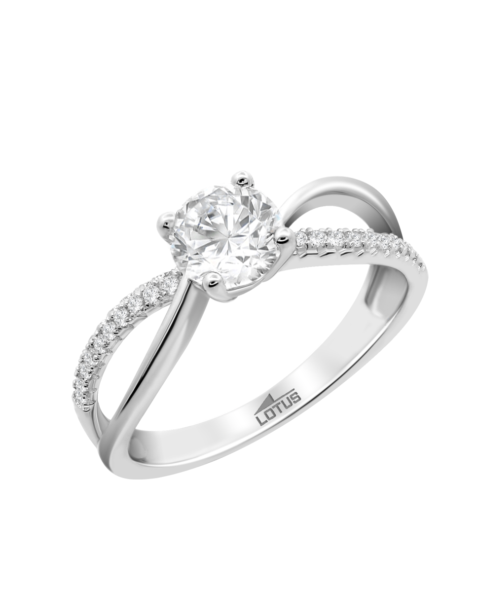 Anel Lotus Silver Lp3742-3 Glam de Prata com Acabamento Brilhante e Zirconita Branco brilho-1