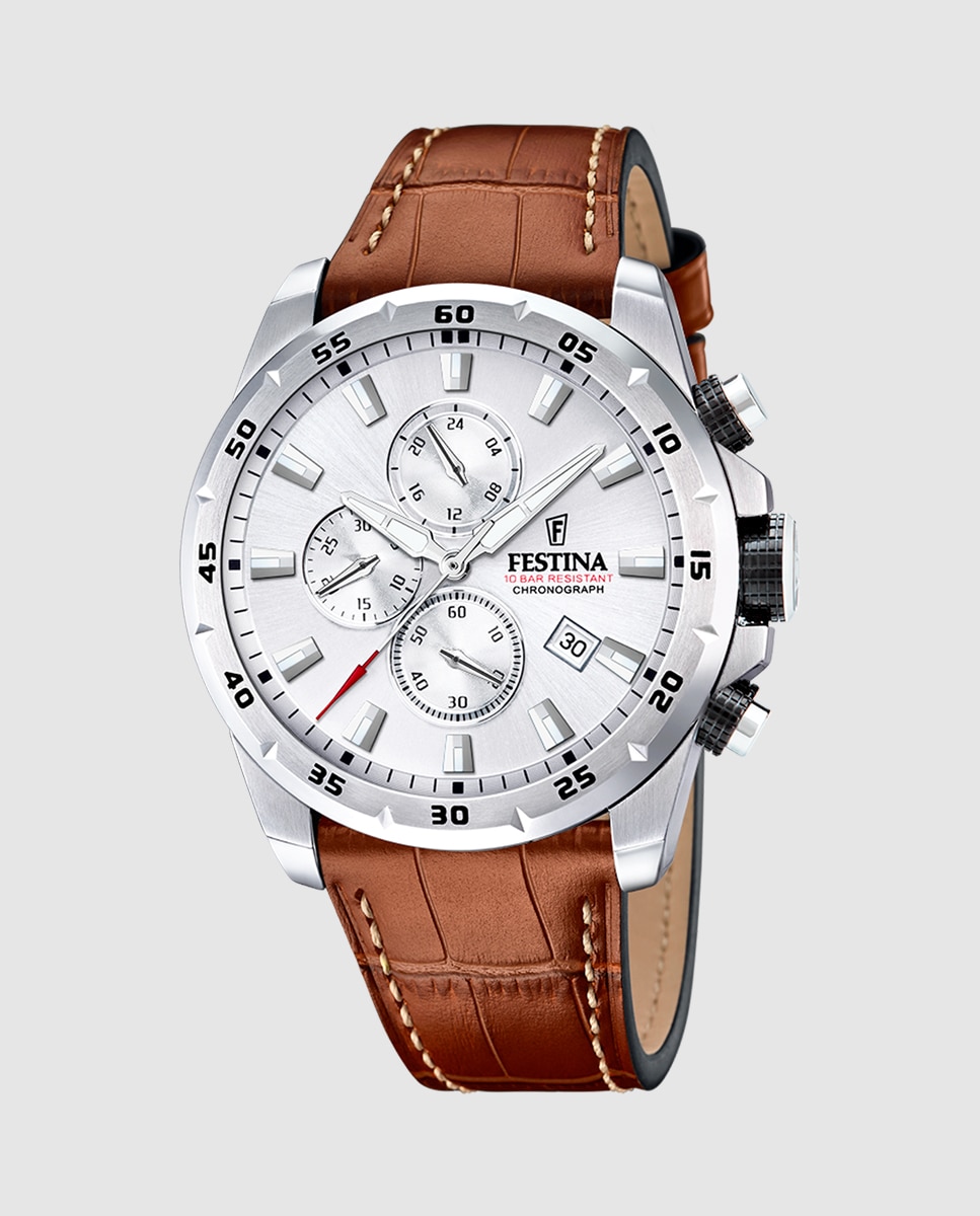 Relógio F20692/1 Timeless Chronograph de Pele em Castanho Castanho-1