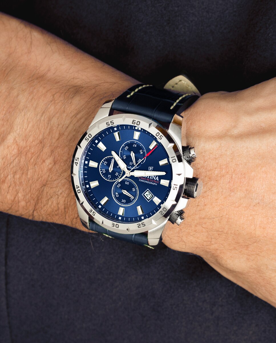 Relógio F20692/2 Timeless Chronograph de Pele em Azul Azul-2