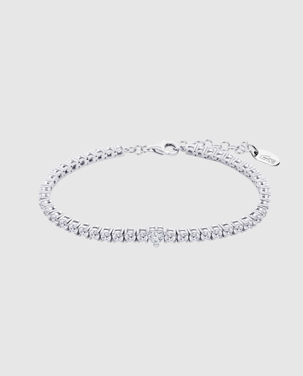 Imagem 0 de Pulseira Tennis Lotus Silver Lp3762-2 1 Beyond Classics de Prata com Acabamento Brilhante e Zirconita e Motivo Coração