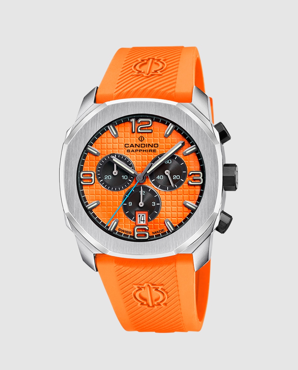 Relógio C4774/2 Chronos Guilloché de Borracha em Laranja Laranja-1