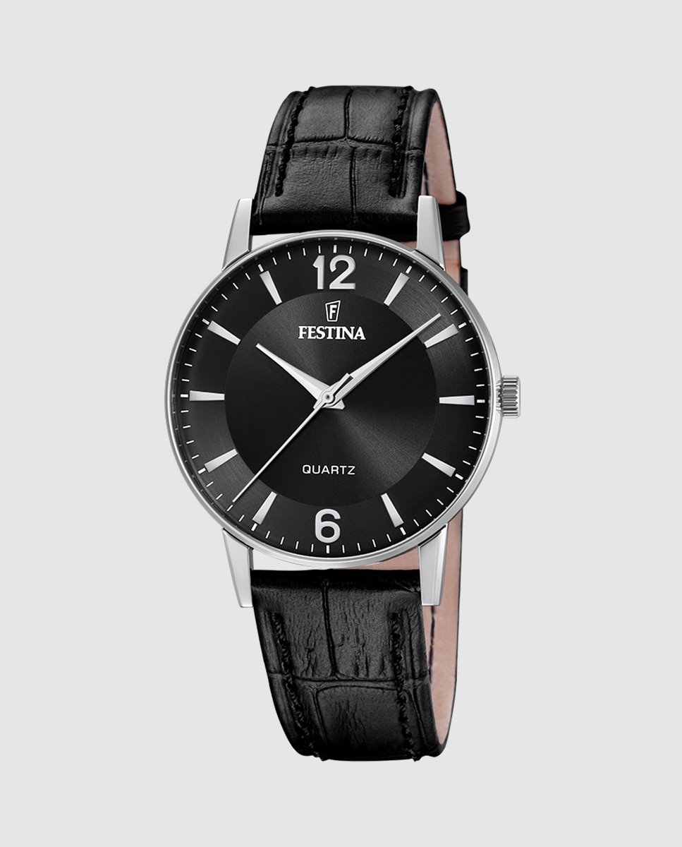 Relógio F20690/4 Classics de Pele em Preto Preto-1