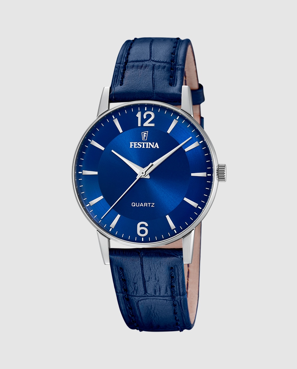 Relógio F20690/3 Classics de Pele em Azul Azul-1