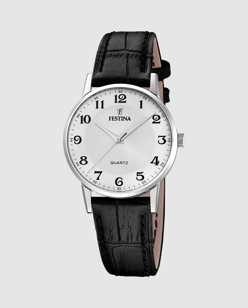 Relógio F20691/1 Classics de Pele em Preto Preto-1