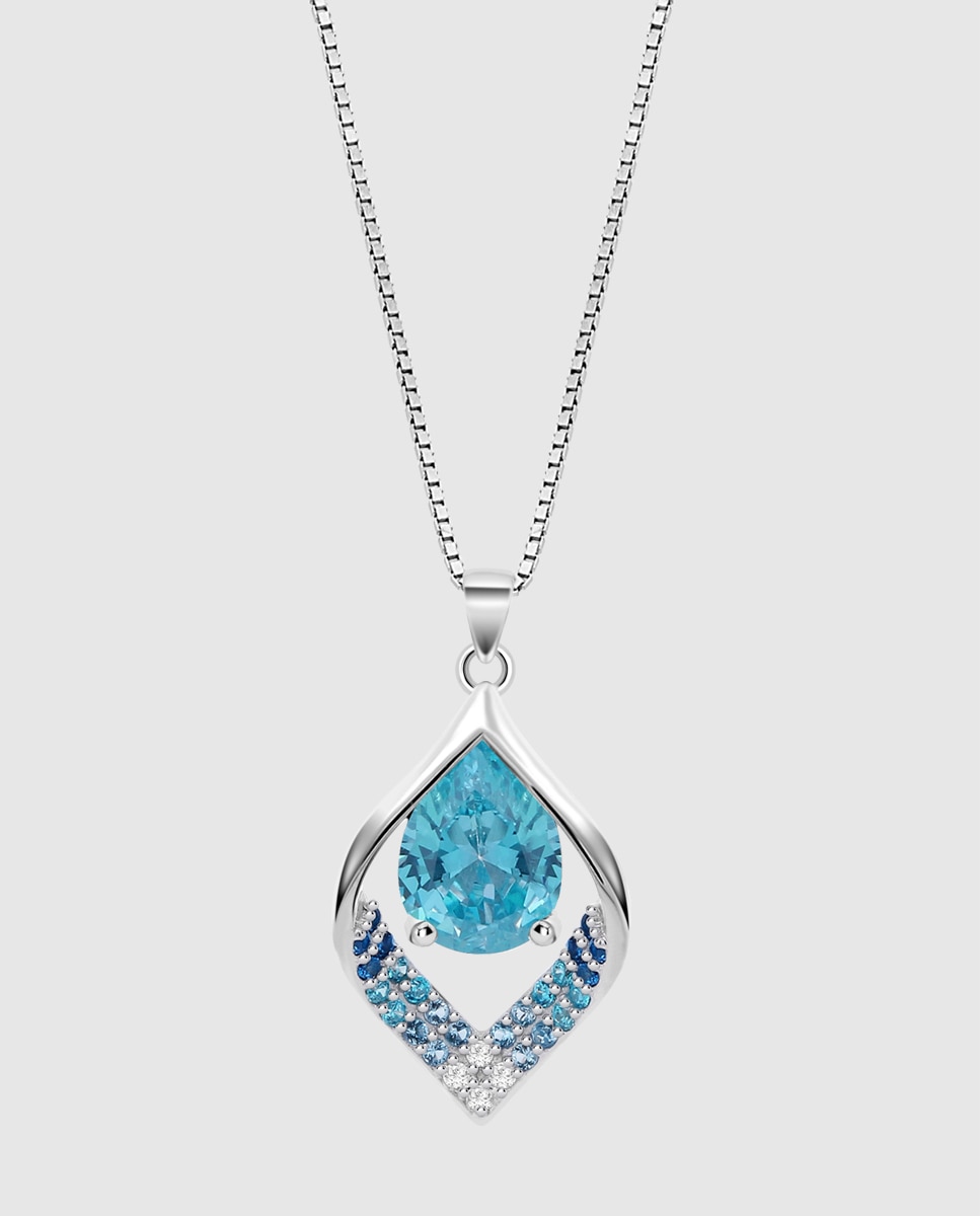 Colar Lotus Silver Lp3711-1/4 Colors de Prata com Acabamento Brilhante Azul-claro-1