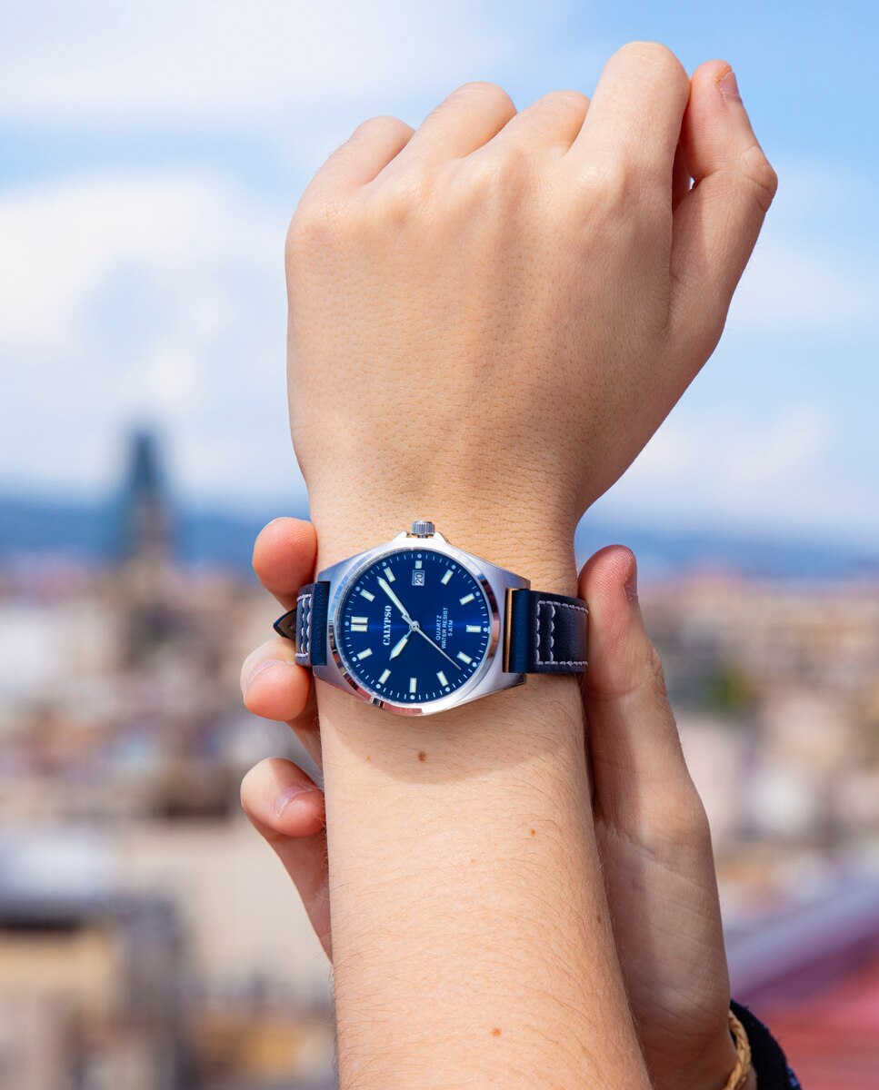 Relógio K5869/3 Basic de Pele em Azul Azul-2