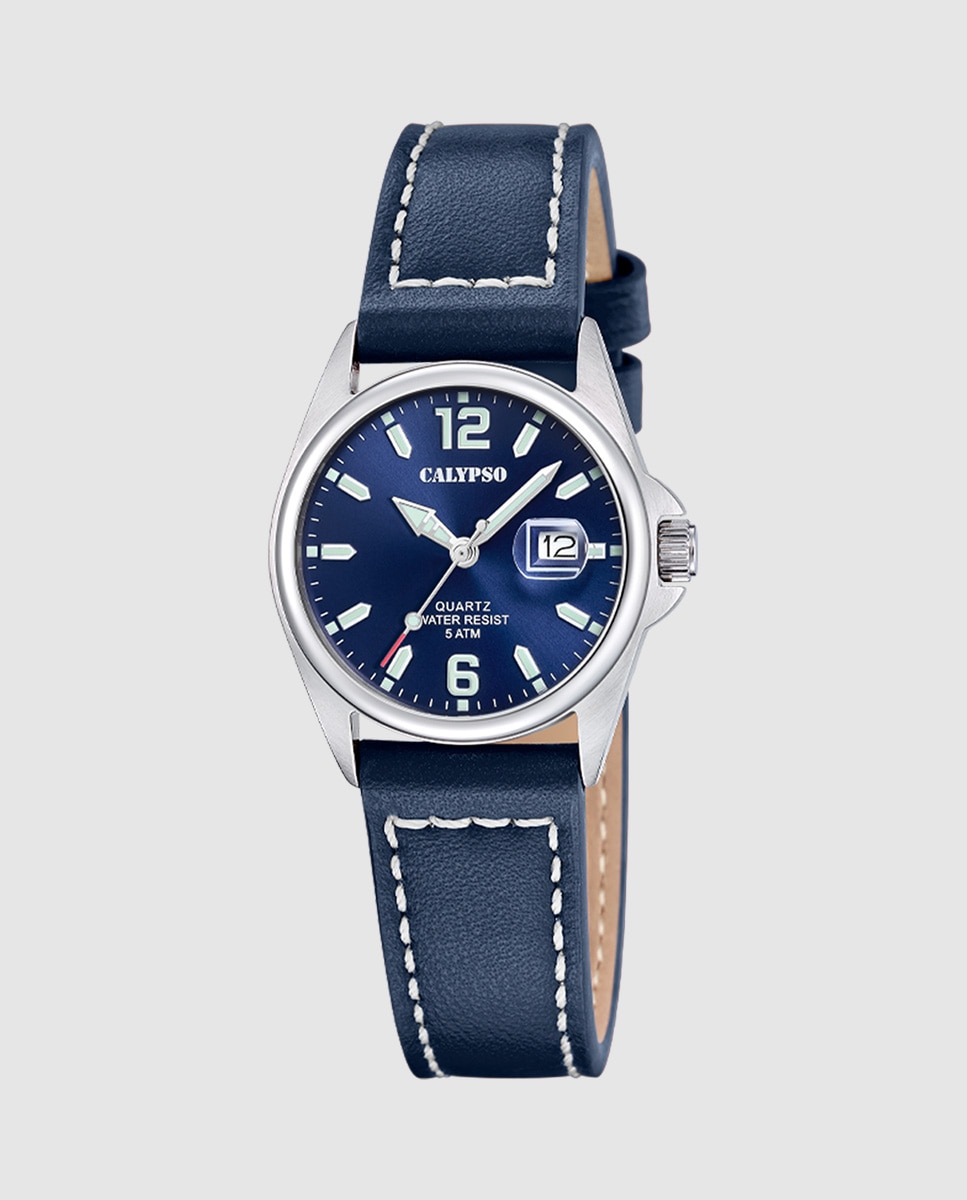 Relógio K5871/3 Basic de Pele em Azul Azul-1