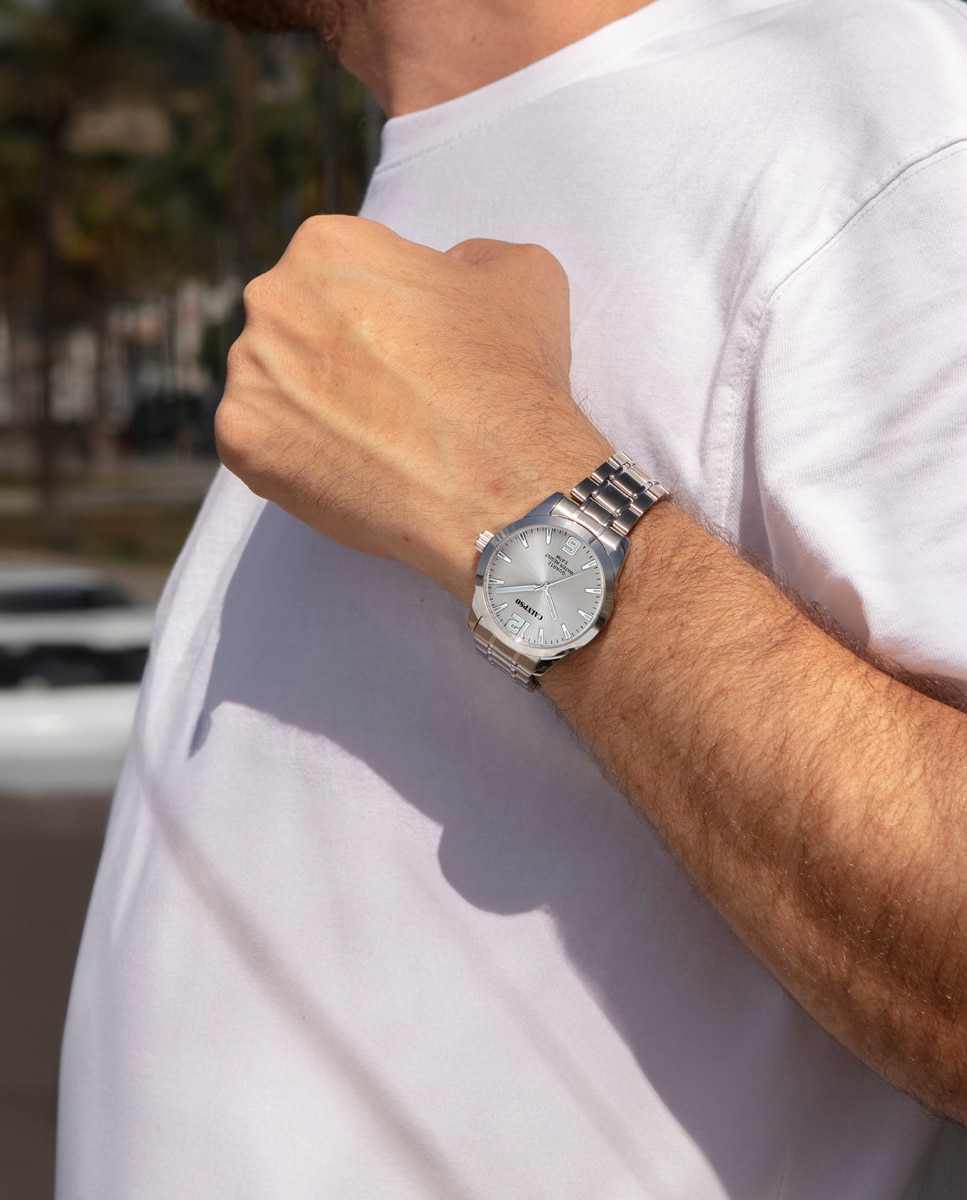 Relógio K5866/2 Basic de Aço Prateado Prata-3