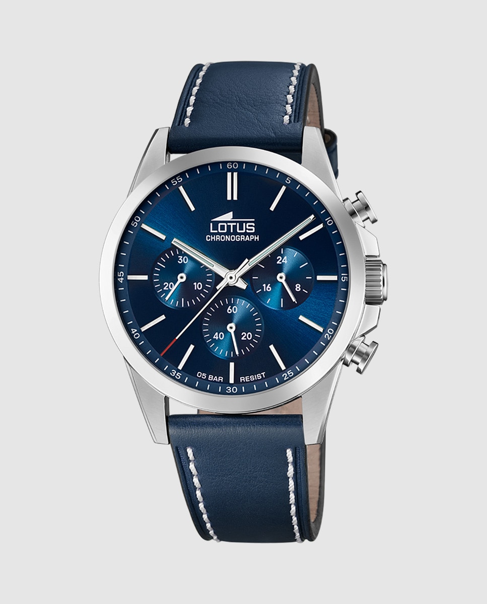 Relógio 18990/2 Chrono de Pele em Azul Azul-1