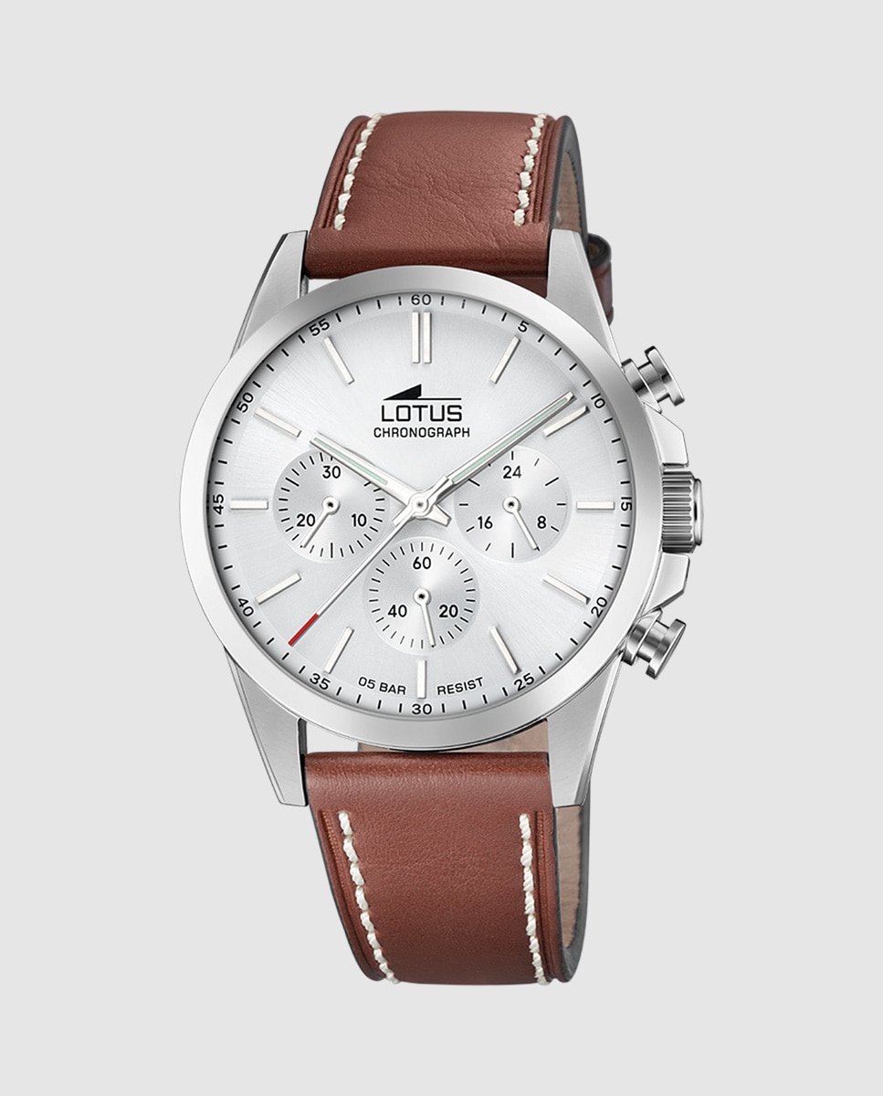 Relógio 18990/1 Chrono de Pele em Castanho Castanho-1