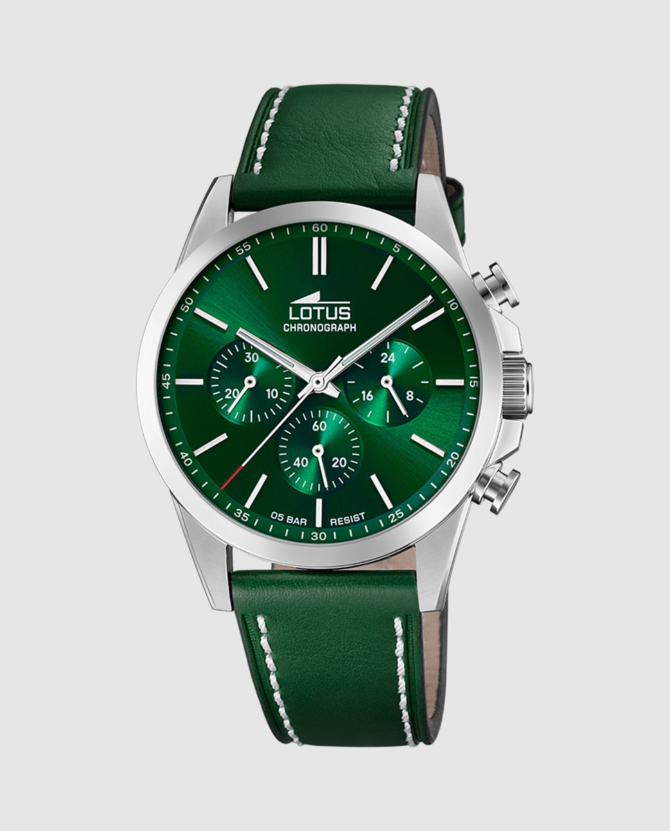 Relógio 18990/3 Chrono de Pele Verde Verde-1