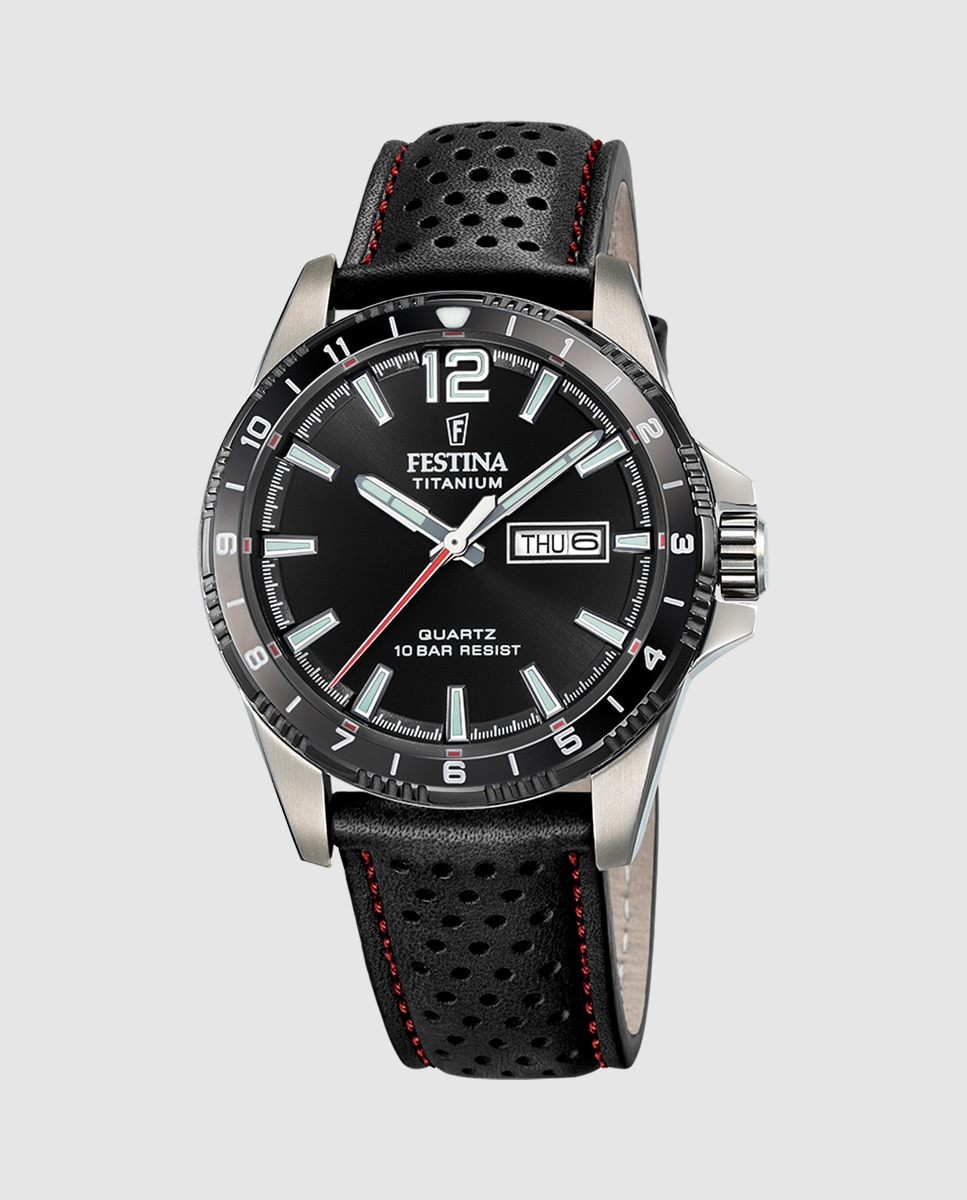 Relógio F20699/4 Titanium de Pele em Preto Preto-1