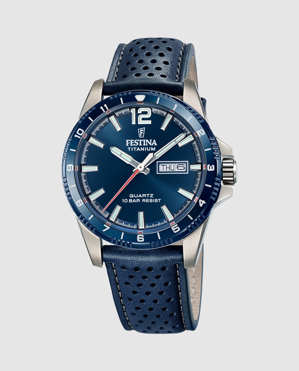 Relógio F20699/2 Titanium de Pele em Azul Azul-1