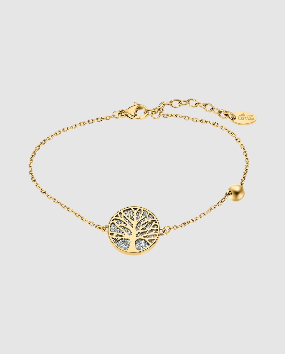 Pulseira Lotus Style Ls2225-2/5 Tree Of Life de Aço Inoxidável com Acabamento Brilhante e Motivo Árvore Da Vida Dourado-1