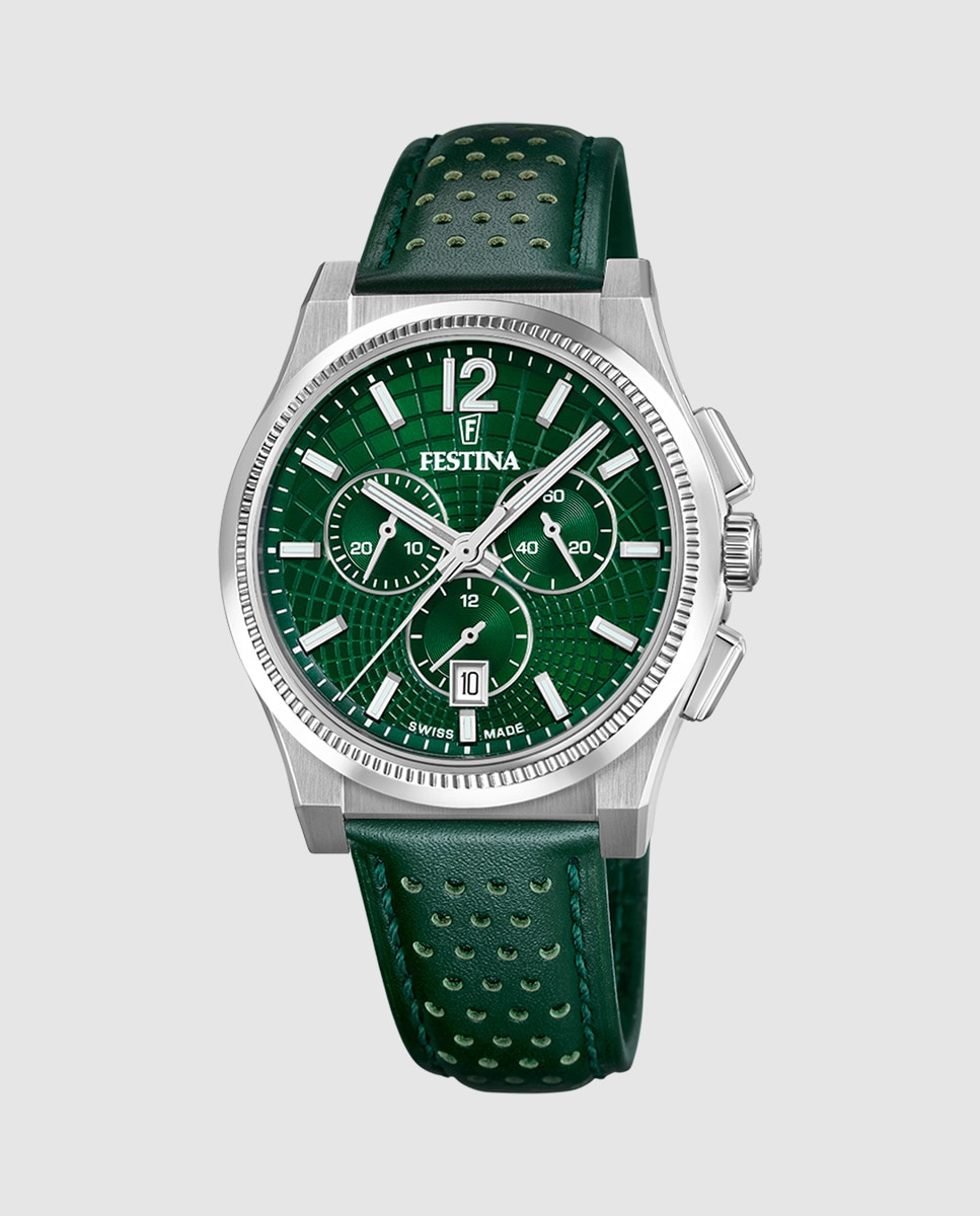 Relógio F20060/3 Swiss Made Classics de Pele em Verde Verde-1