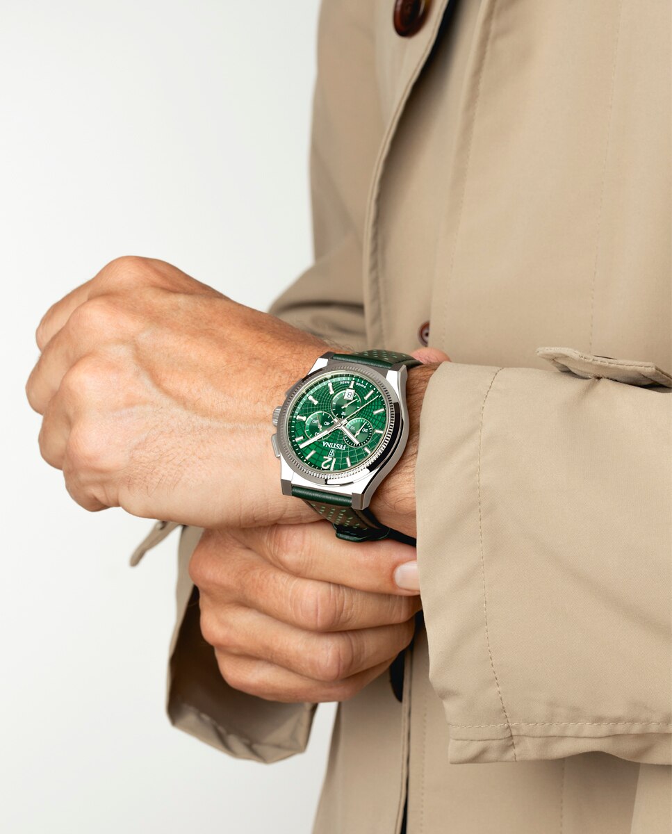 Relógio F20060/3 Swiss Made Classics de Pele em Verde Verde-2