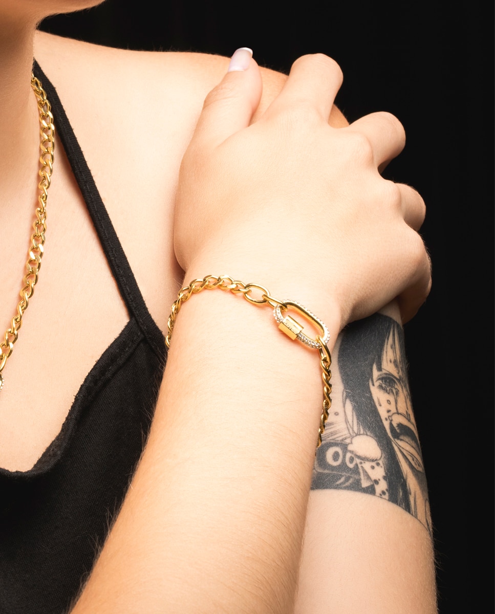 Pulseira de Elos Lotus Style Ls2338-2 2 Urban Woman de Aço Inoxidável com Acabamento Brilhante e Motivo Fantasia Dourado-2